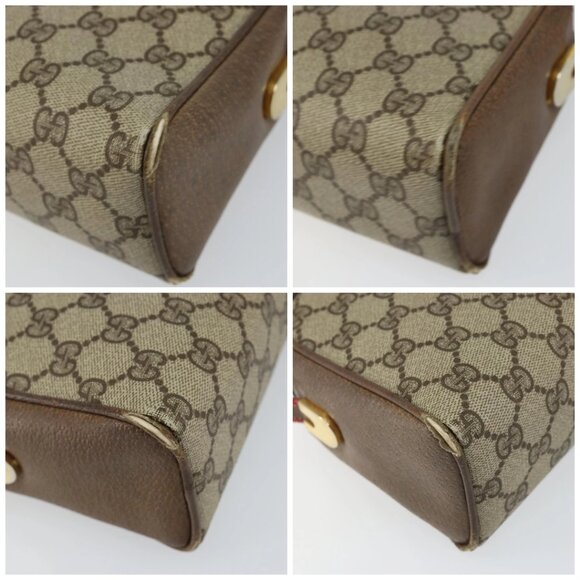GUCCI GG Supreme Web Sherry Line Bag PVC Beige Gold 001 261 1086 Auth BA6005 - Picture 14 of 16